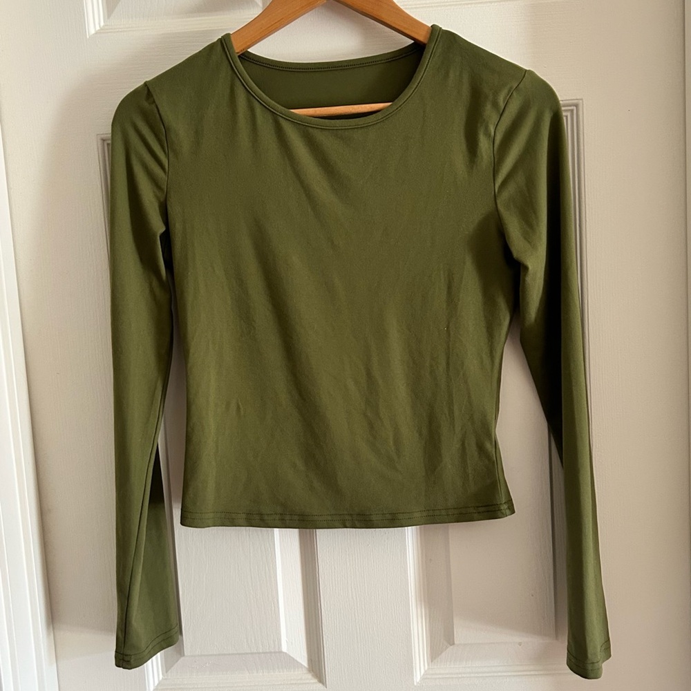 Olive Green Long Sleeve Top